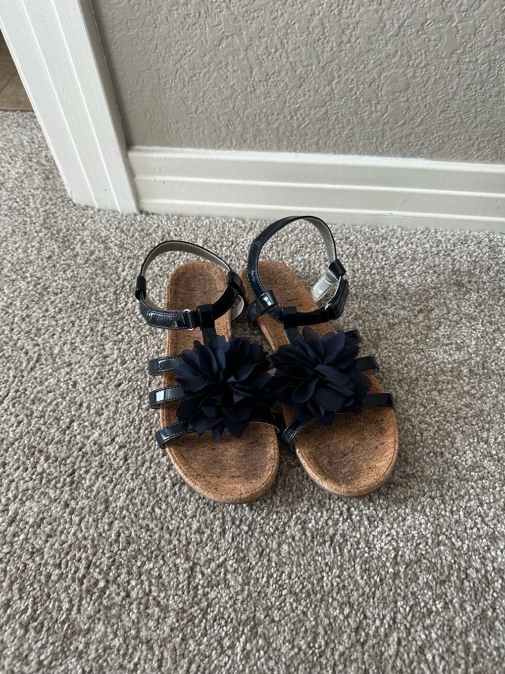 Lands' End Navy Flower Strap Sandals for Kids